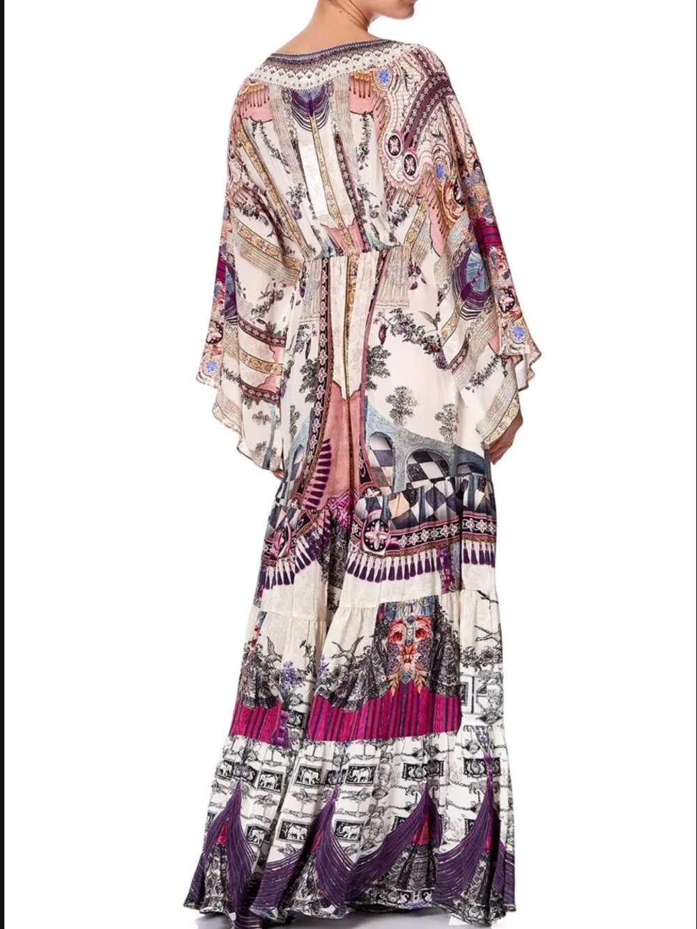 Camilla Gathered Panel Silk Maxi Dress Violet City NWT - Picture 3 of 7